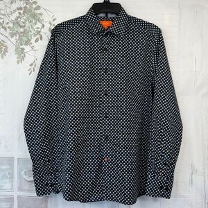 Tallia Mens Blue Starburst Collard Button Up Dress Up Shirt Sz. Medium M 15 1/2